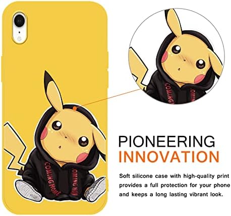 [2 חבילה] מארז טלפון חמוד עבור Apple iPhone XR Case Silicone 6.1 , Kawaii Cartoon Cartoon Cover מודפס, עיצוב דפוס צהוב של מנגה לנשים לילדות,